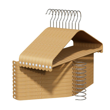 Bamboo Clothes Hangers 20 Pack, Suit Hangers 360° Rotatable Hook, Natural