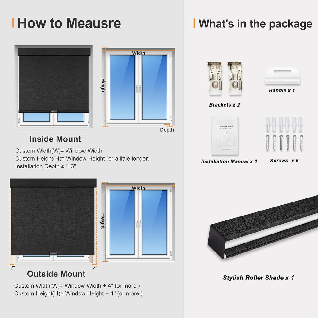 Custom Size Free-Stop Cordless Blinds for Indoor Windows with Cover, Window Shades Blackout Roller Blinds, Thermal