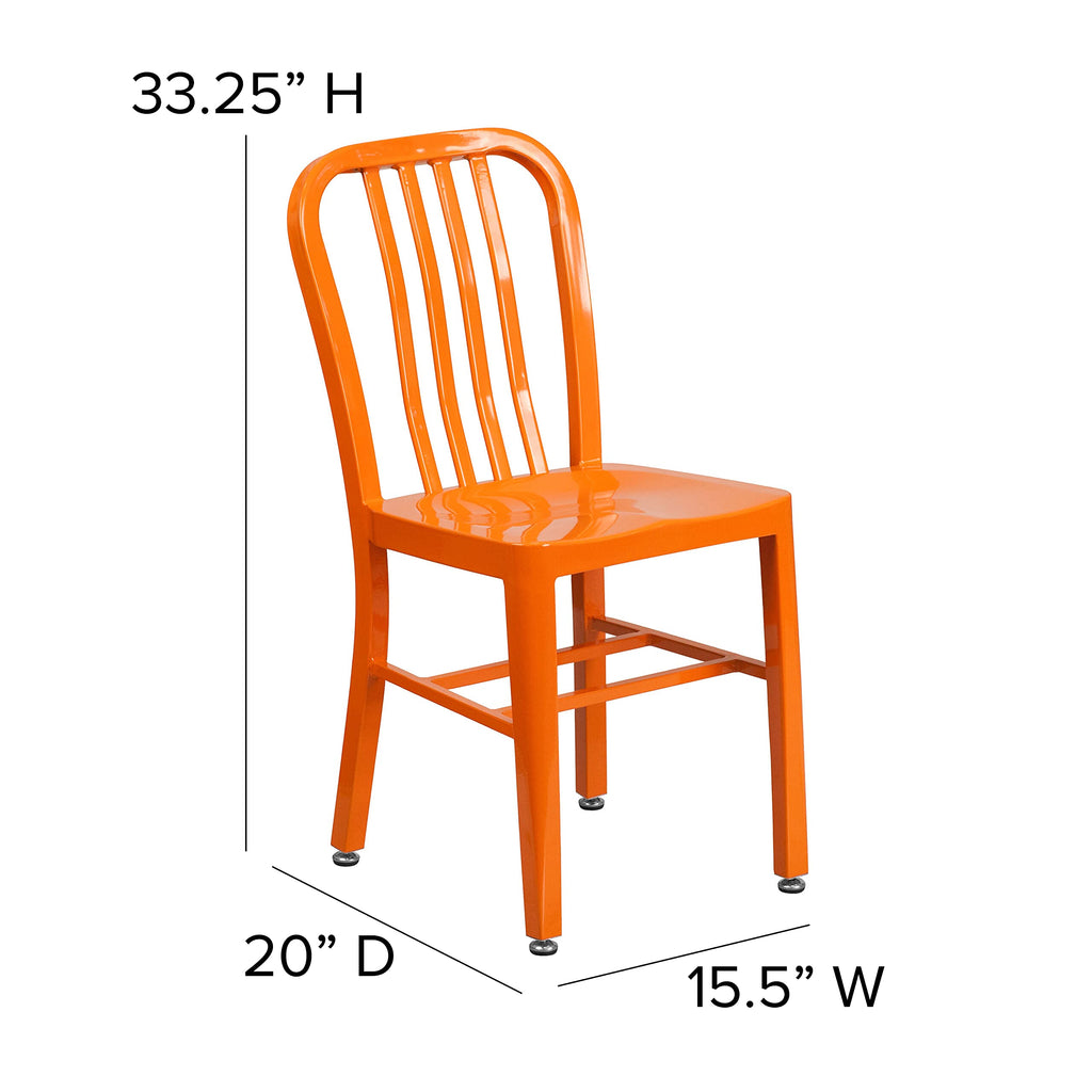 Gael Commercial Grade 2 Pack Orange Metal Indoor-Outdoor Chair