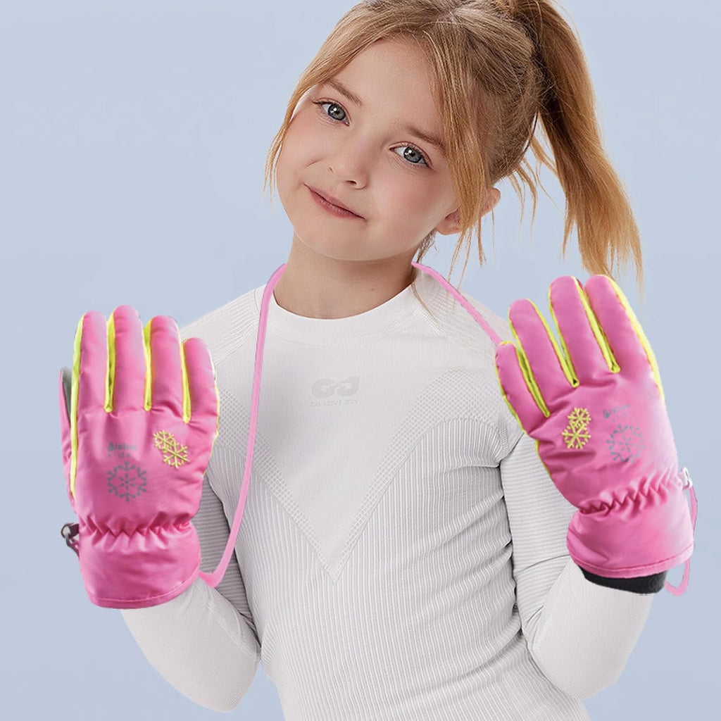 Kids Ski Snow Gloves, Water-Resistant Winter Mittens Boys Girls