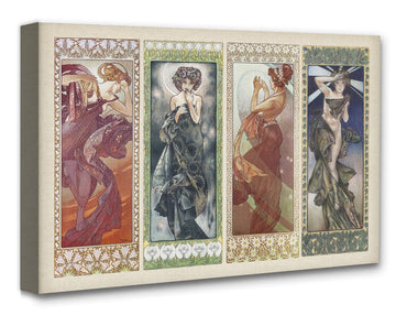 Alphonse Mucha Four Seasons Wall Decor Art Nouveau Illustration Vintage Decorative Panel Artwork French Symbolist
