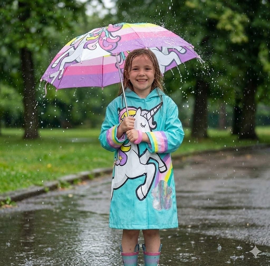 Kids Umbrella for Girls and Boys & Rain Coats Set -Toddler Umbrellas Kids Raincoat Boys Girls Jacket