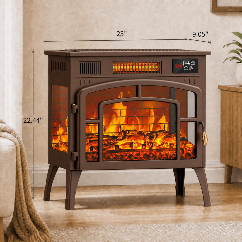 23" Electric Fireplace Stove with 3D Flame Effect & 5 Color