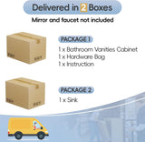 30" Floating Bathroom Vanity with Sink - Wall Mounted Vanity Cabinet with 2 Drawers & Gold Handles, Black