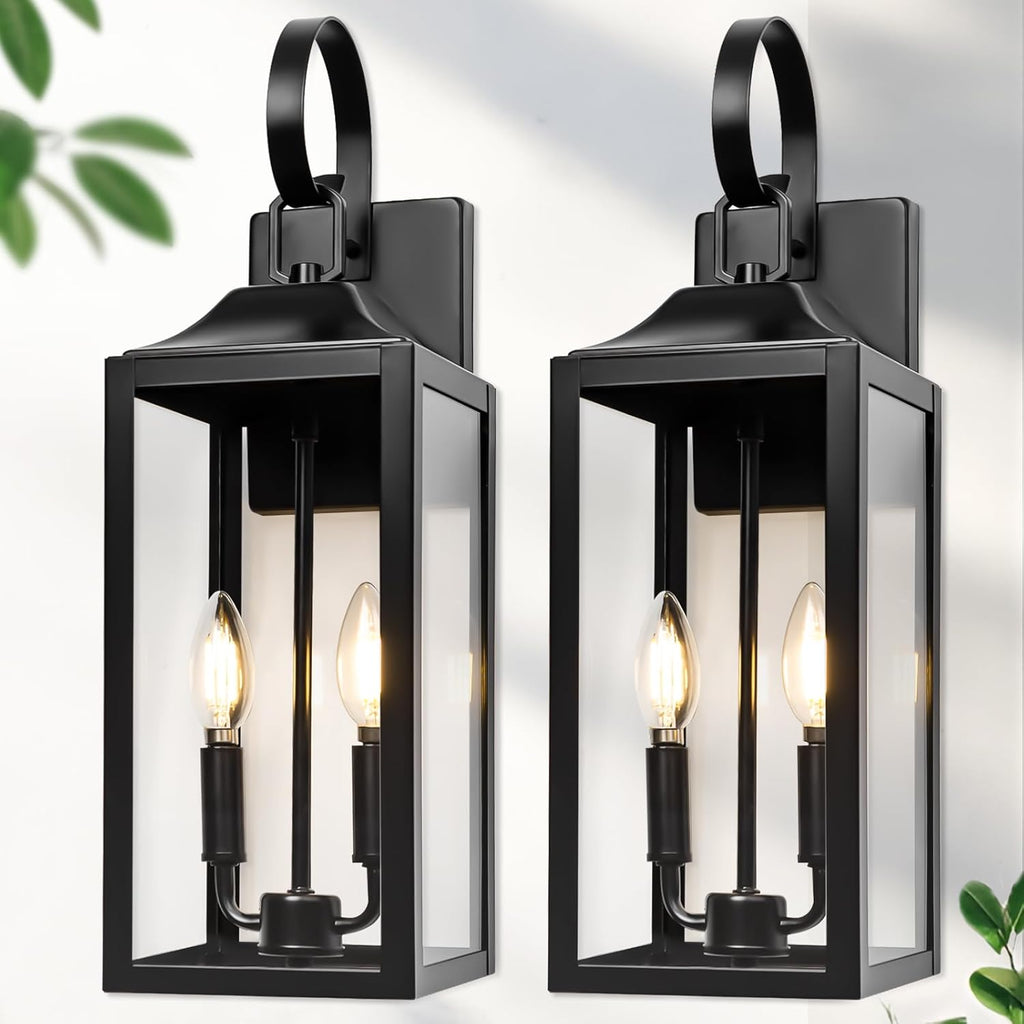 19" Large Outdoor Wall Lights - Black Outside Wall Mounted Light Fixture