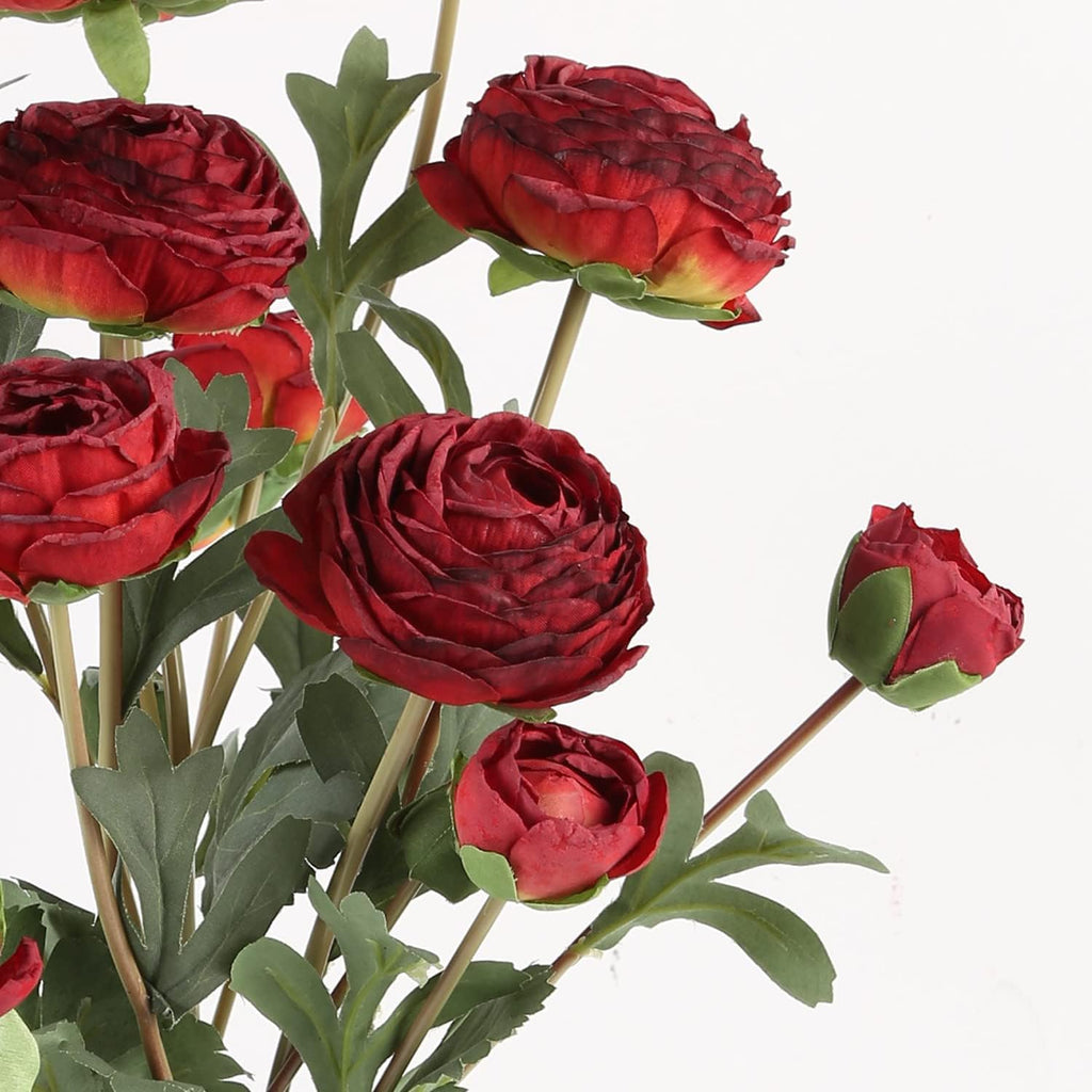 Ranunculus Artificial Flower,Silk Flowers Fake Persian Buttercup Flower 18 Heads Vintage Ranunculus Arrangement