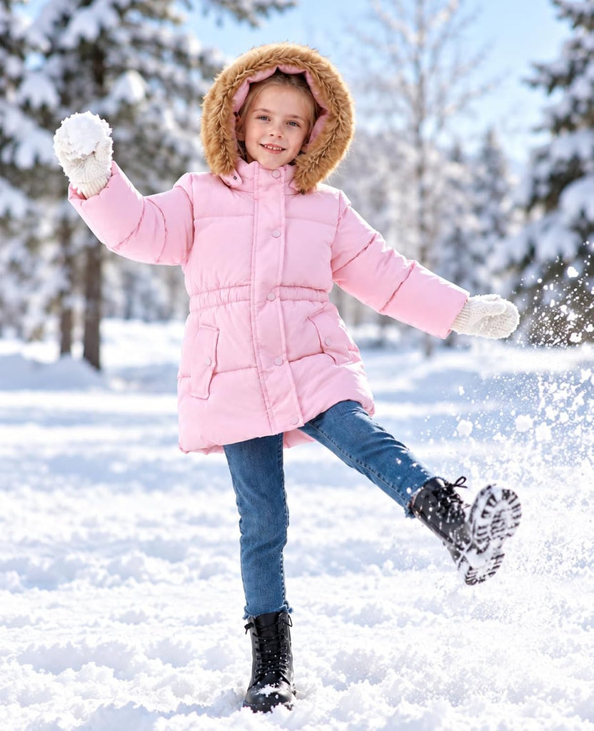 Toddler Girls Heavy Winter Coat, Long Waterproof Puffer Jacket Hooded