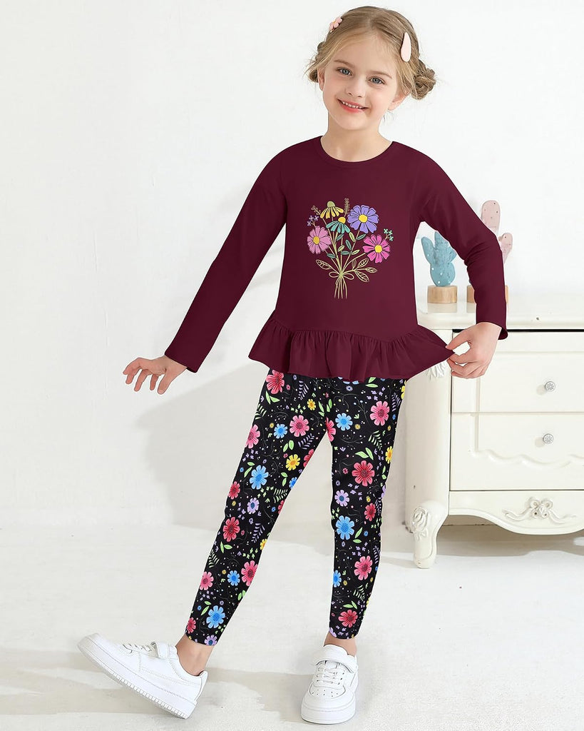 Girls' clothing sets Fall Long Sleeve Top Pants Set
