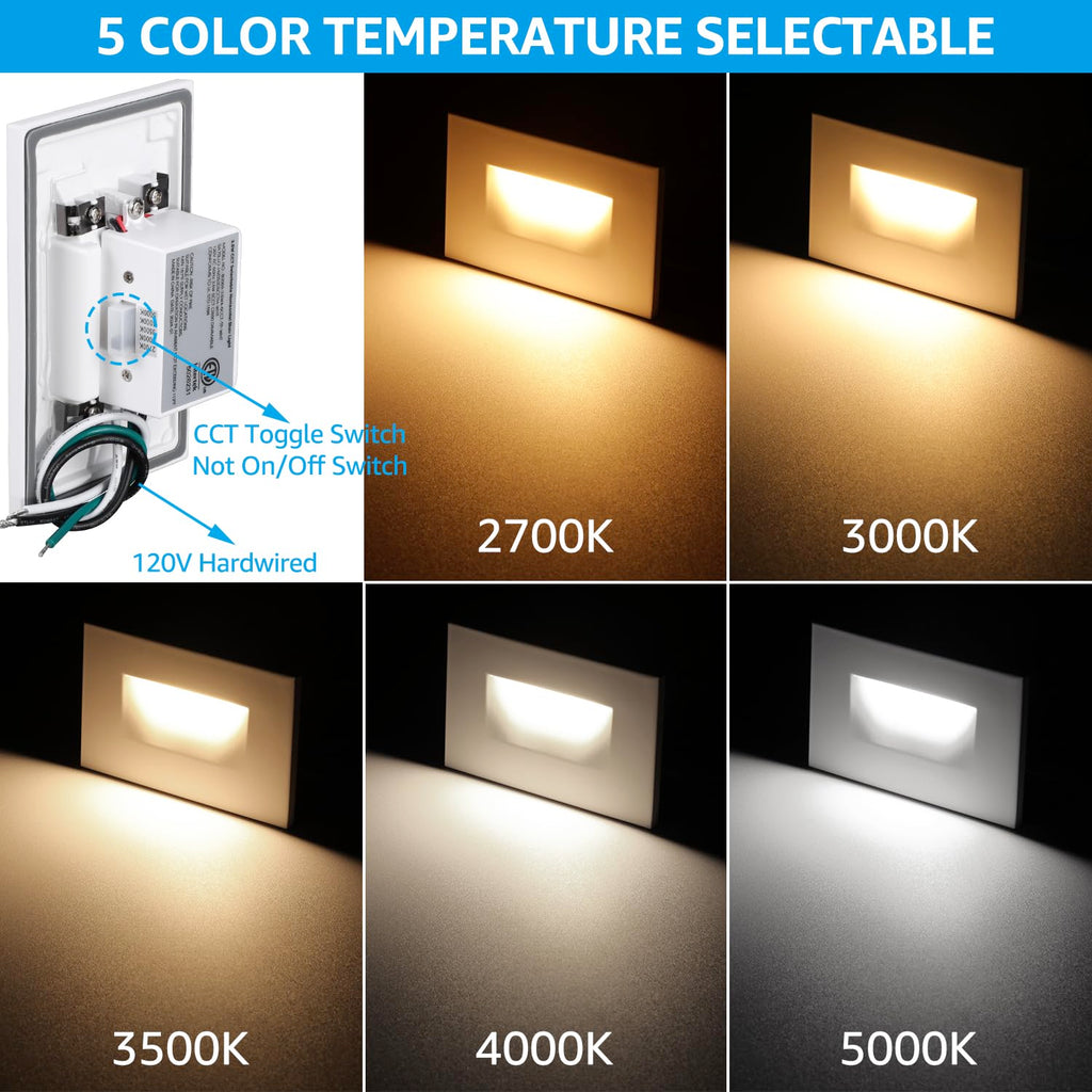 5CCT 120V LED Step Lights, Horizontal, White