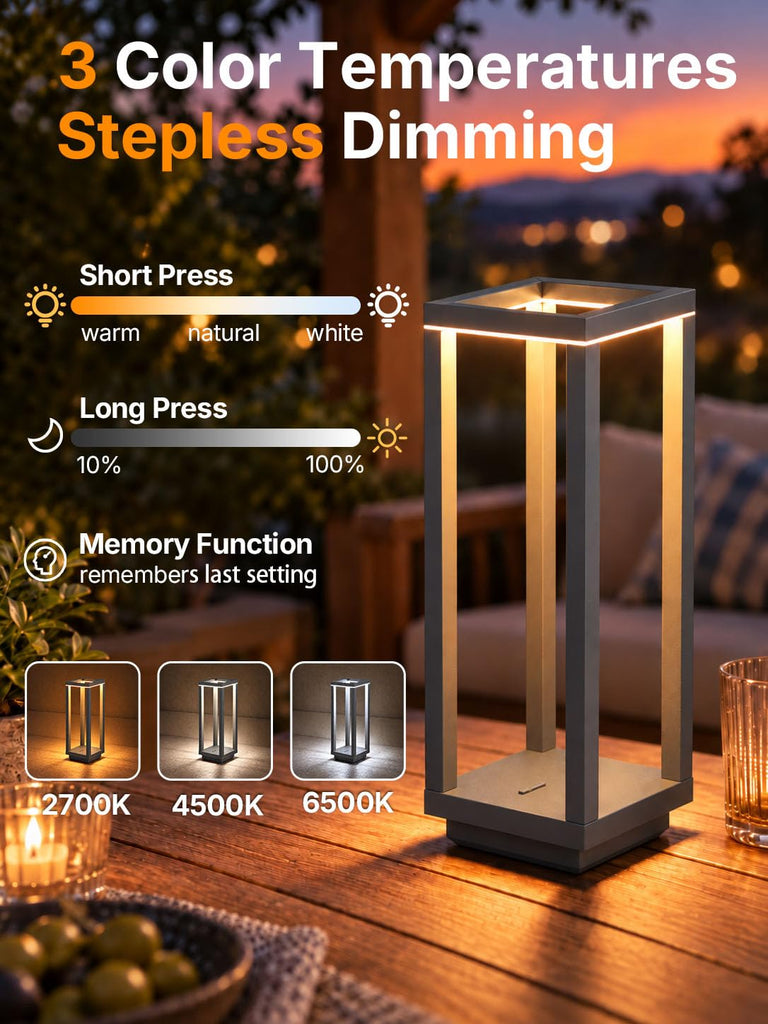 2Pack Cordless Table Lamp Rechargeable, 10" Portable Table Light