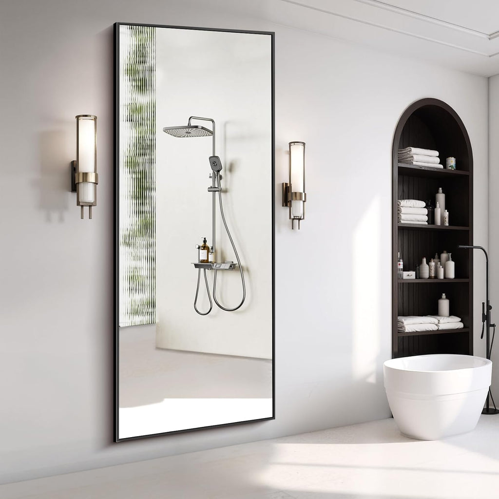 78"x35" Floor Mirror Full Length - Standing Mirror with Aluminum Alloy Frame, Large Body Mirror , Wall Mounted or