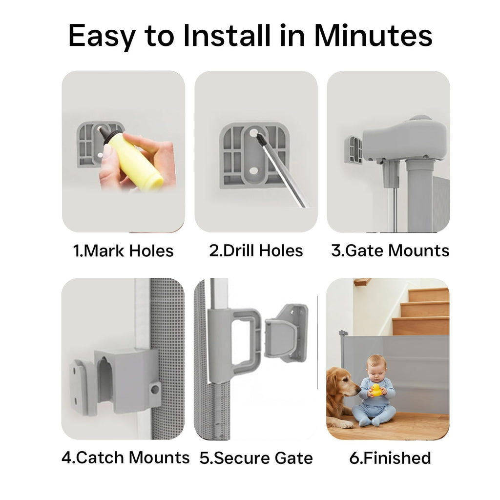 150 Inch Extra Wide Retractable Baby Gate,Mesh Baby Gate or Mesh Dog Gate,34" Tall,Child Safety Gate for Doorways