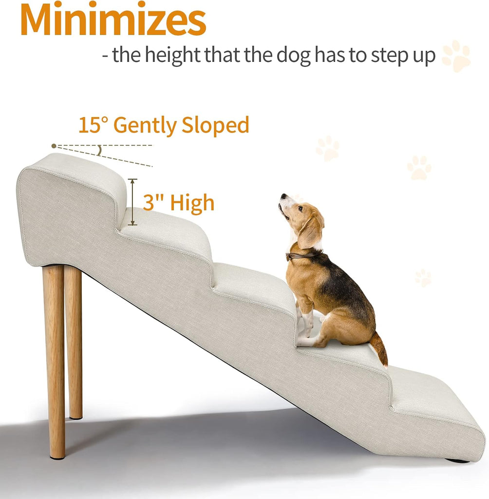Imitation Linen Faux Leather Dog Stairs, for Pets up to 150 lbs, Waterproof, Scratch Resistant Pet Steps/Stairs