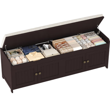 54.4" Shoe Bench with Lift Top Storage, Entryway Bench with Cushioned Seat, Wooden End of Bed Bench, Shoe Cabinet