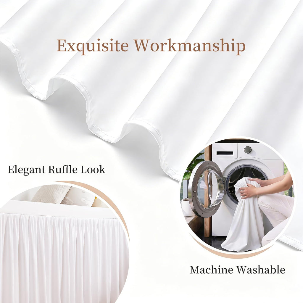Dorm Bed Skirt, Twin XL with 32 Inch Drop, White