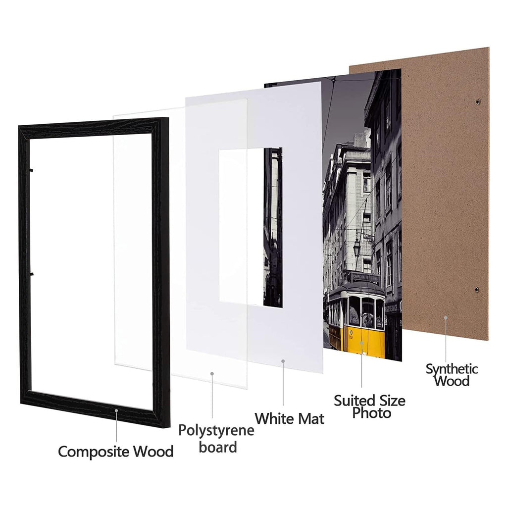 8x10 Picture Frames, Acrylic Cover, Black, Set of 10