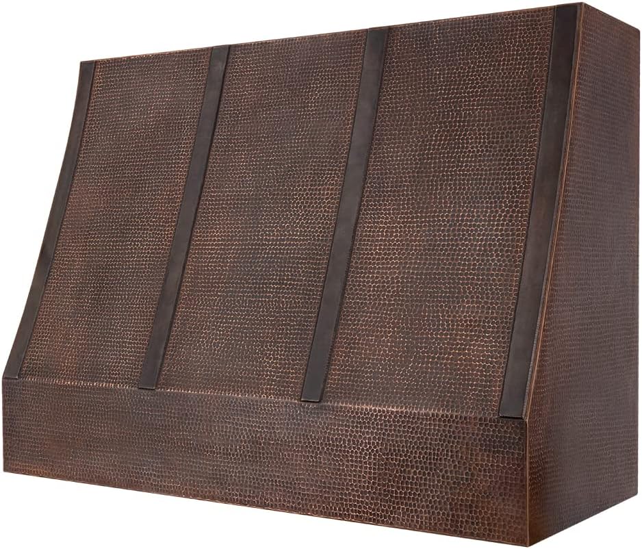 48 Inch Copper Island Mount Range Hood 610 CFM LED Lights Dishwasher-Safe Baffle Filters