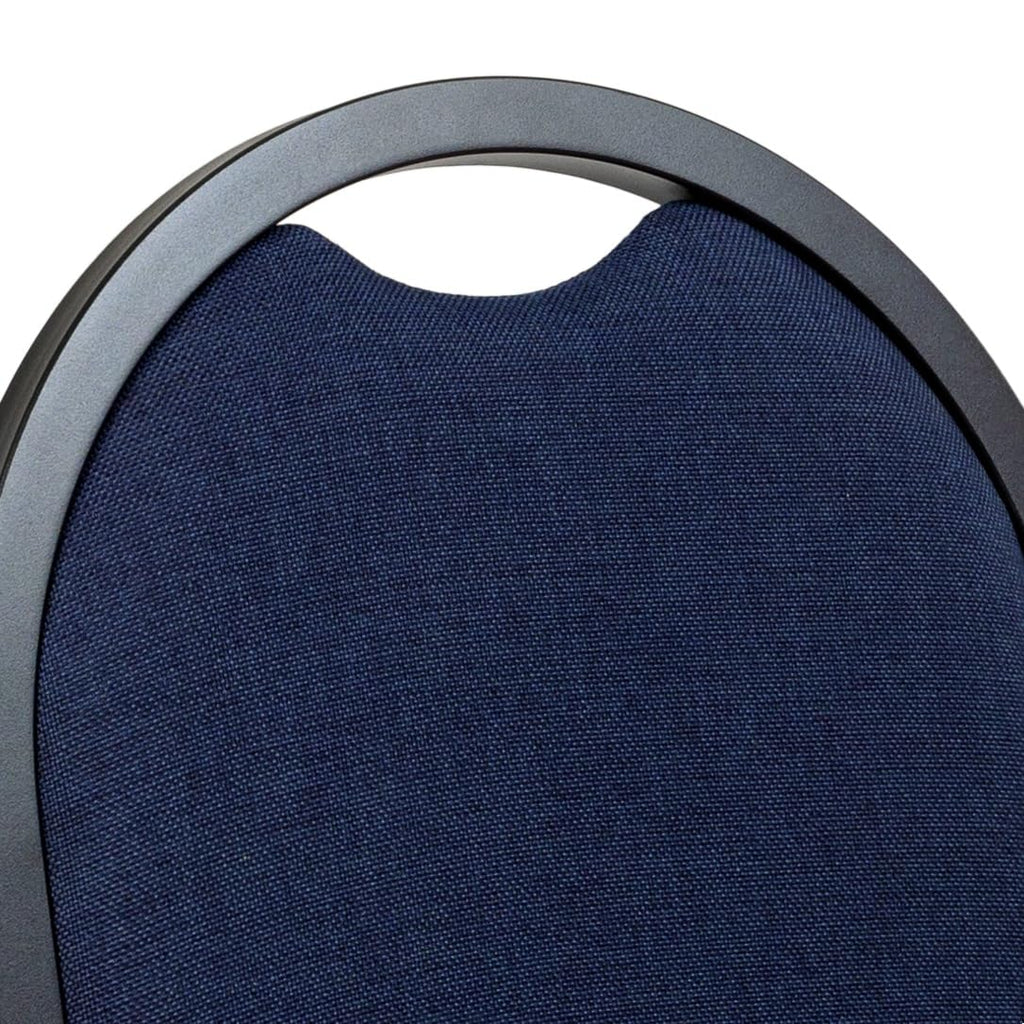2 Commercial-Grade Dome Back Banquet Stack Chair (Blue Fabric, Black Powder-Coated Frame, 2-Pack)