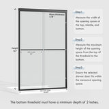 44-48" W x 72" H Semi-Frameless Bypass Sliding Shower Door, Easy-to-Clean Treated Clear Tempered Glass, Matte Black