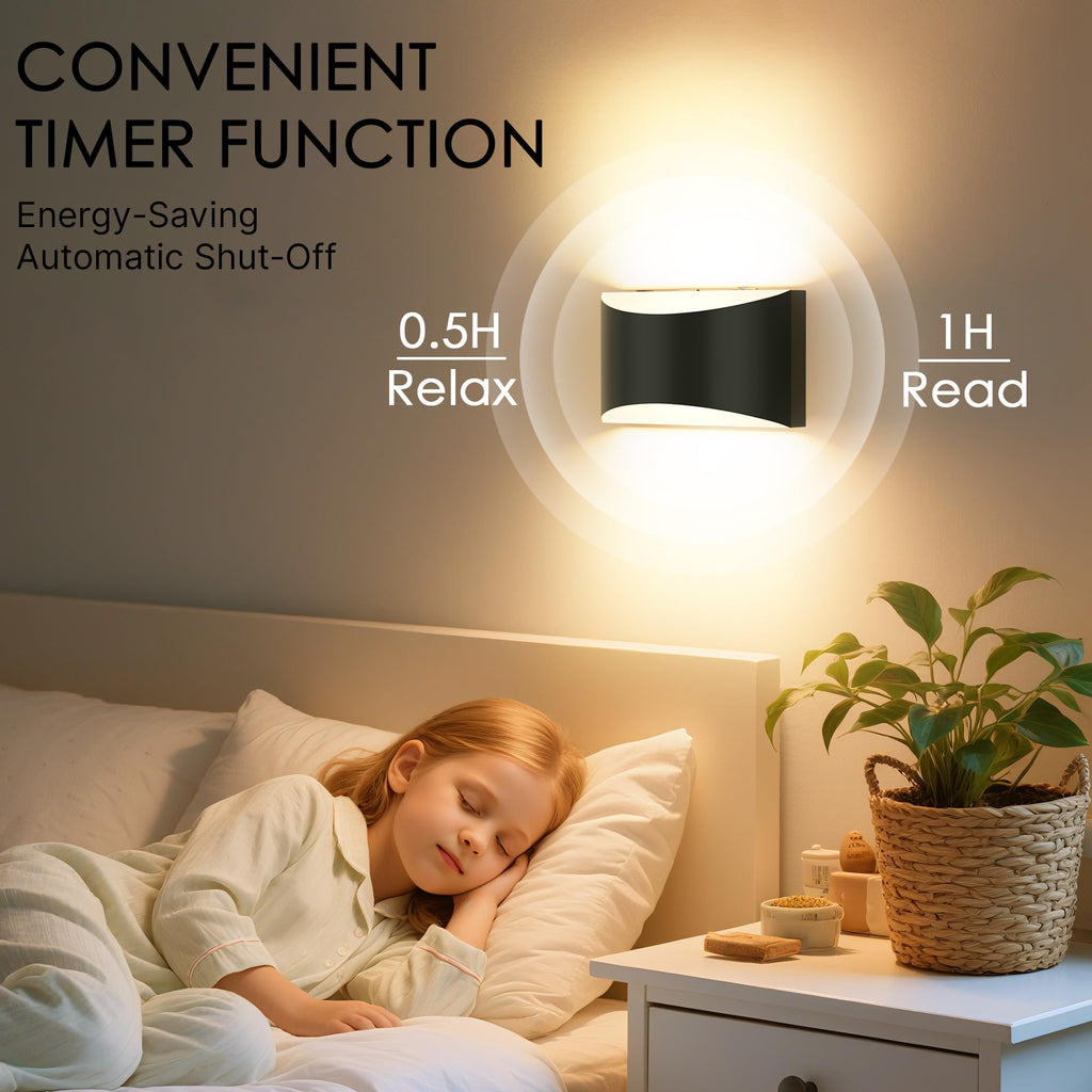 Battery Operated Wall Sconces Set of 2 Rechargeable Wireless Black
