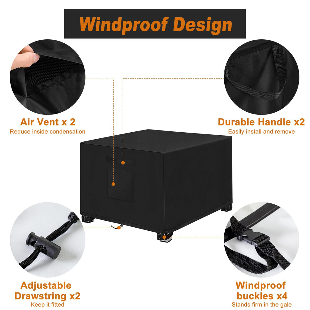 Outdoor Patio Ottoman Cover, 600D Heavy Duty Patio Furniture Cover