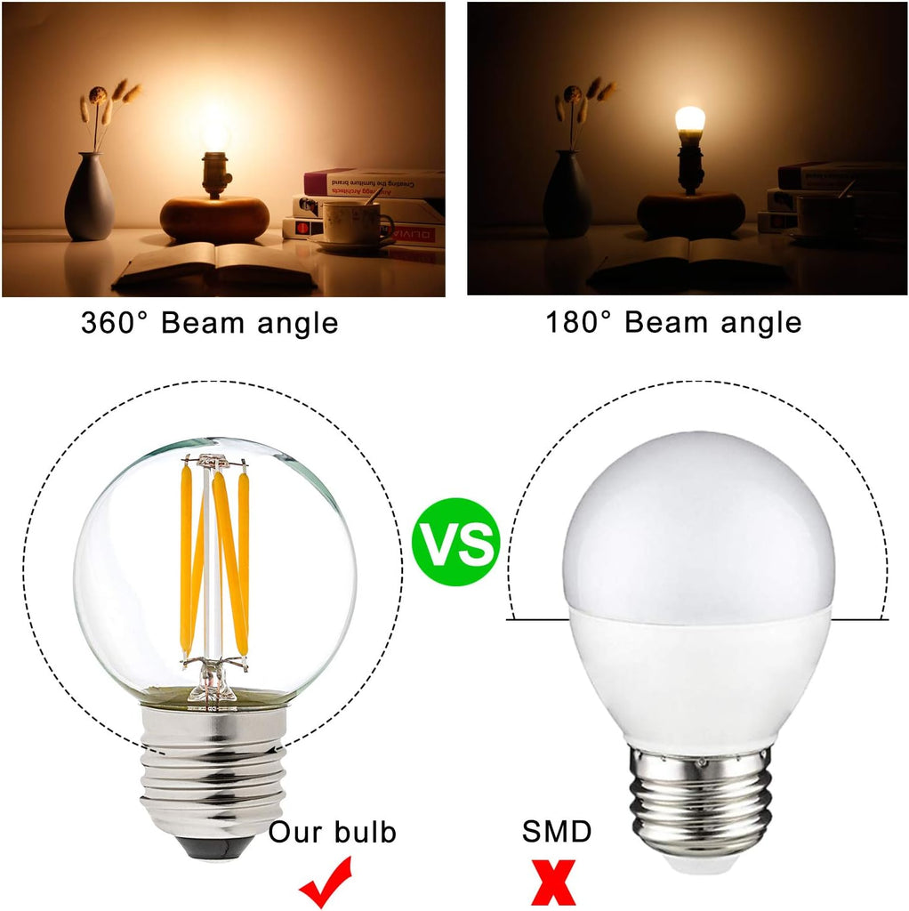 Dimmable G16.5 E26 Bulb,4w=40 watt Light Bulbs,Warm White 2700K