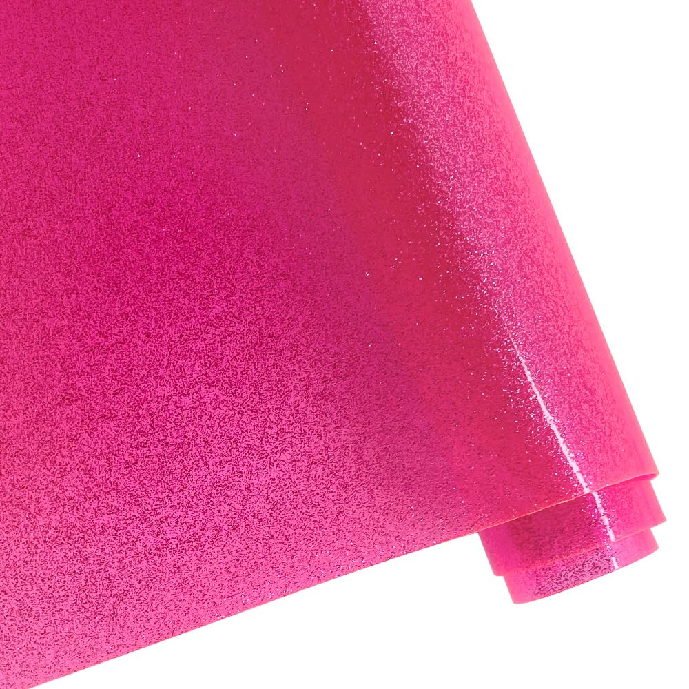 Pink Transparent Glitter Vinyl Roll, 0.7 mm Solid Clear PVC Jelly Vinyl Crafts Fabric, 12"×48"