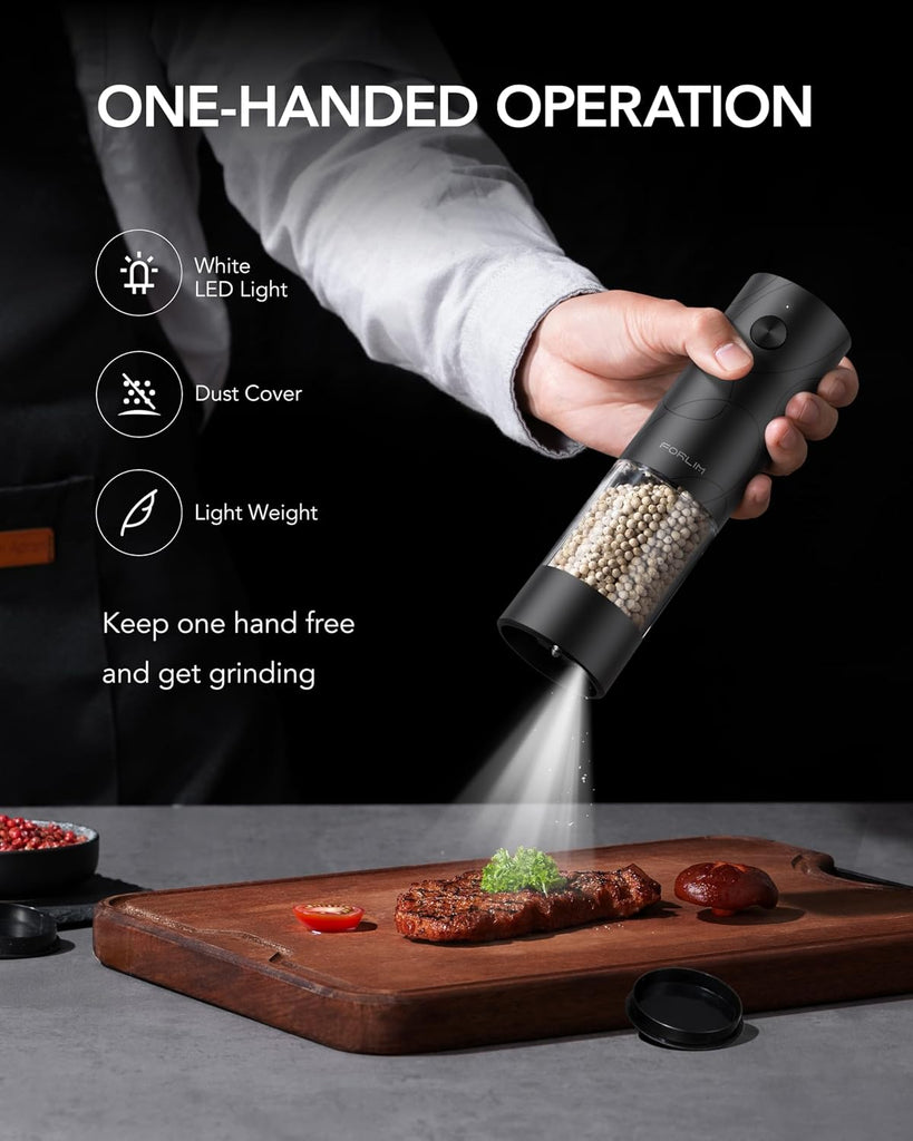 Electric Salt & Pepper Grinder Set, Rechargeable 2 Pack, Dual Black - Set of 2