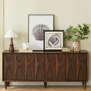 62.99" Sideboard Buffet Cabinet with Storage, Solid Wood Kitchen Storage Cabinet Credenza Accent Console Table with