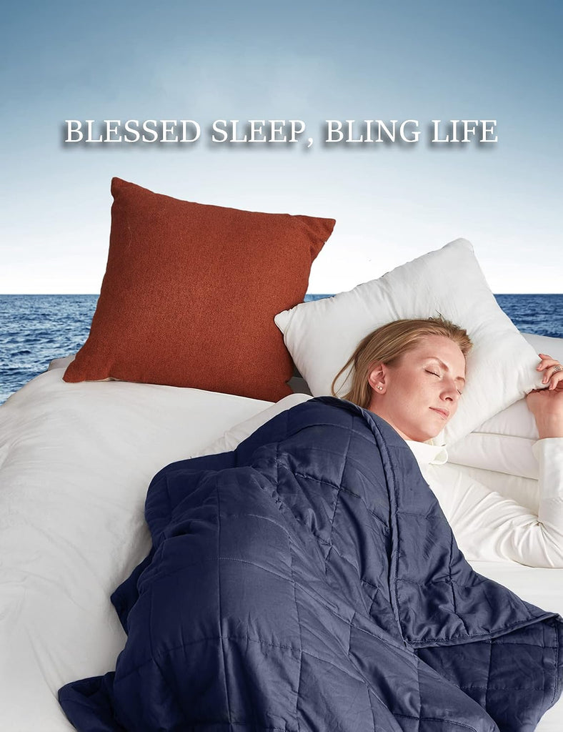 Weighted Blanket Heavy Blanket for Cool & Restful Sleep, Premium Soft Material and Glass Beads (Navy Blue, 60''x80''