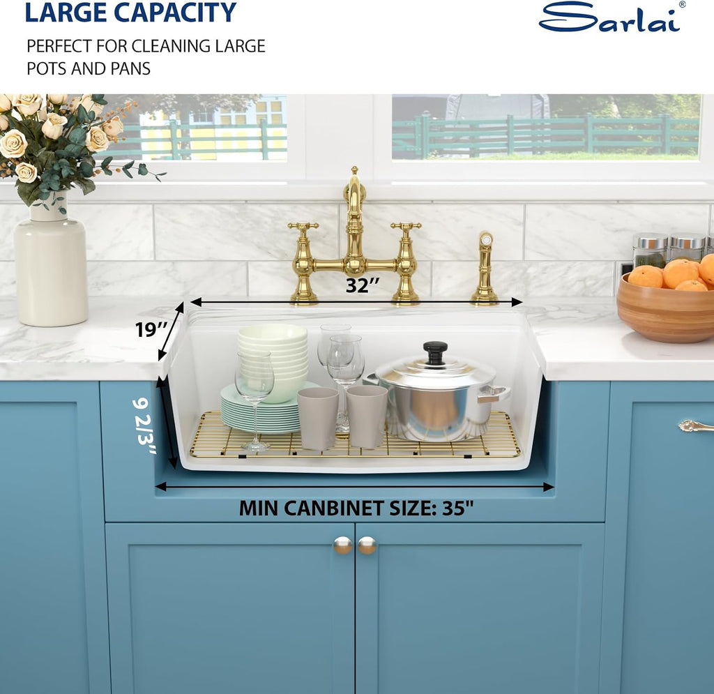 32 Granite Composite Kitchen Sink - 32 x 19 Inch Granite Undermount Kitchen Sink Ledge Workstation Under-Mount White