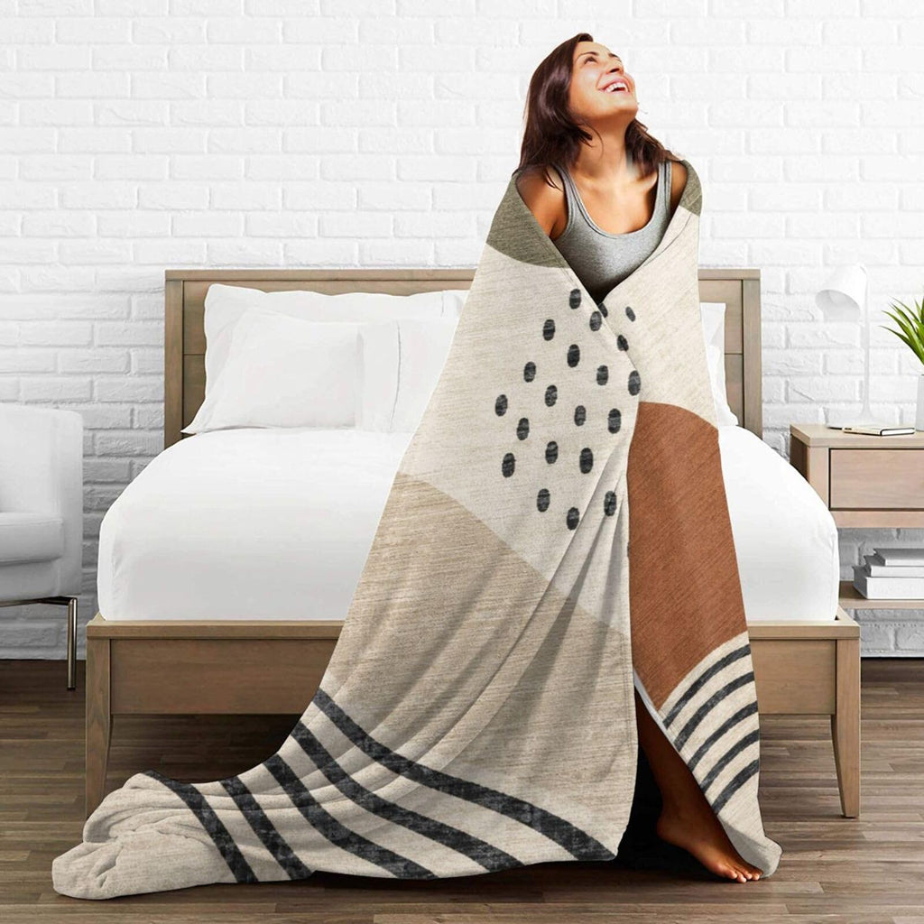Mid Century Boho Throw Blanket 80"x60"