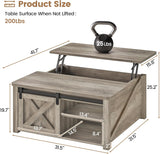 31.5" Lift Top Coffee Table with Storage, Square Coffee Tables