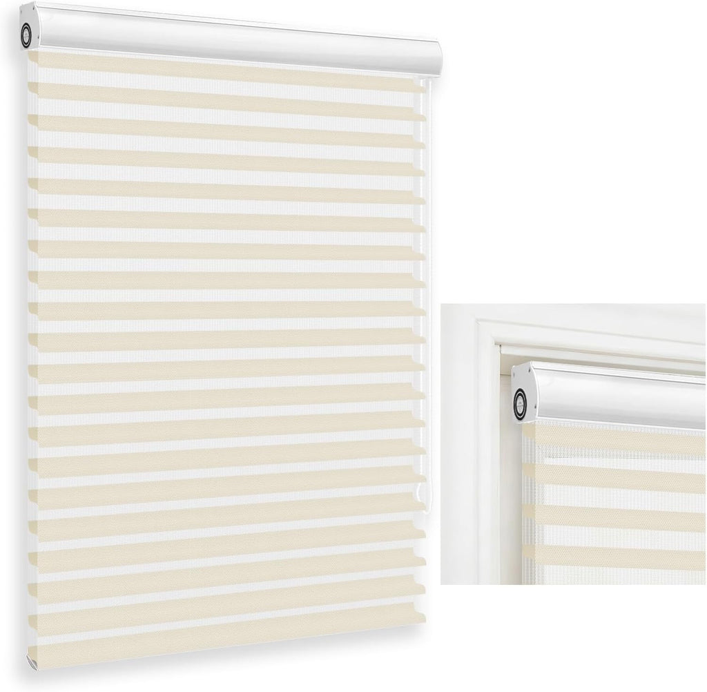 No-Drill Shangri-La Roller Shades -Blackout Blinds for Windo - Beige
