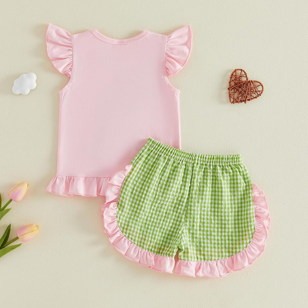 Toddler Baby Girl Clothes Summer Ruffle T Shirts and Shorts Set