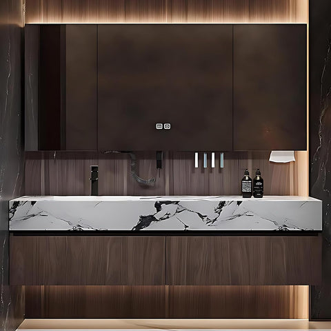 Bathroom Vanity with Sink - Modern Bathroom Sink Cabinet & Smart Mirror Cabinet Set | Wall Mounted | Equipped with
