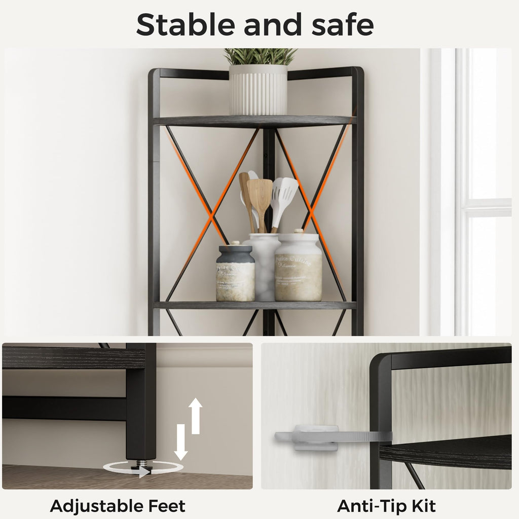 6 Tier Corner Shelf Stand, 78" H Tall Corner Bookshelf, Black
