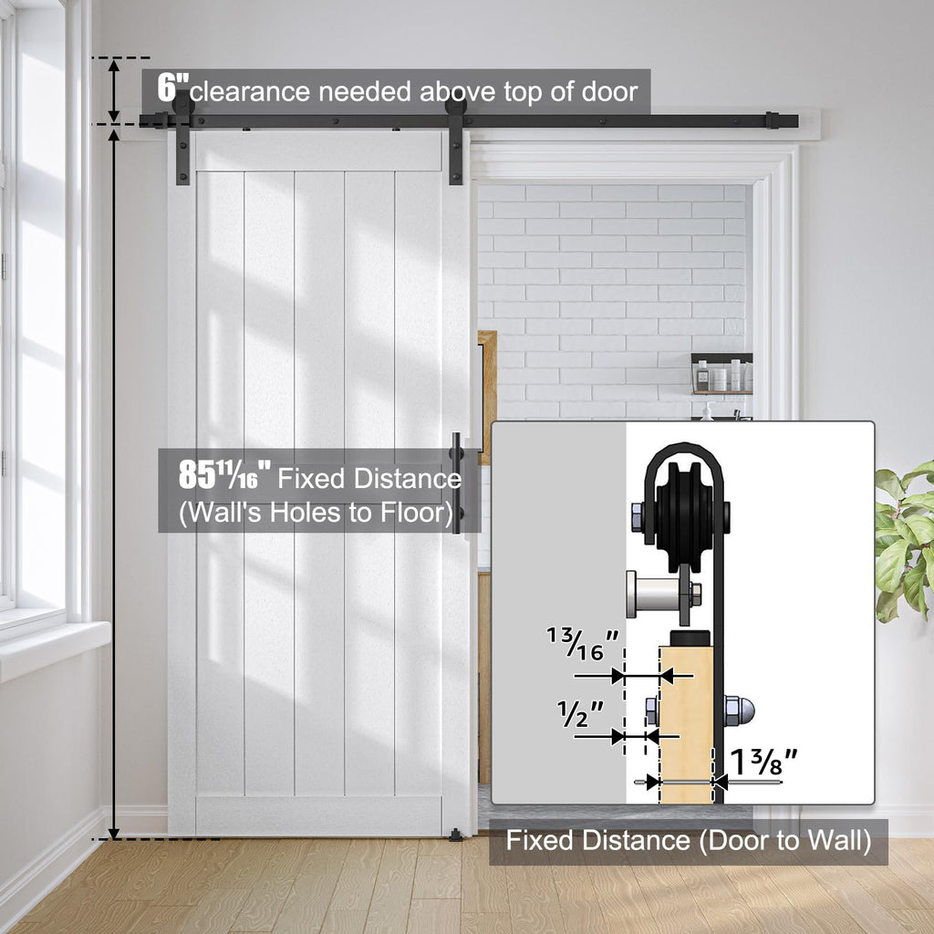 30 x 84 in Manufactured Paneled Wood Barn Door with Installation Hardware
