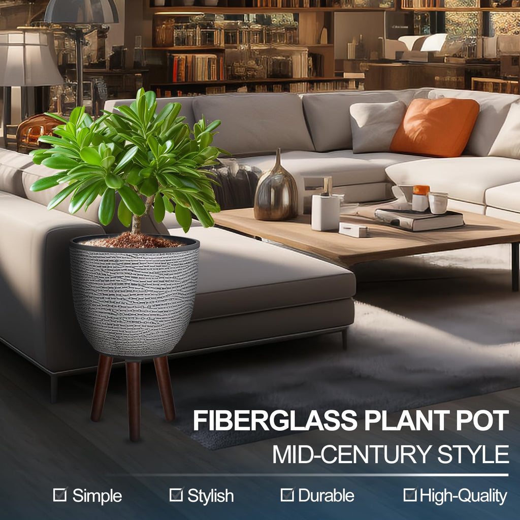 12 Inches Large Decorative Plant Pot with Stand