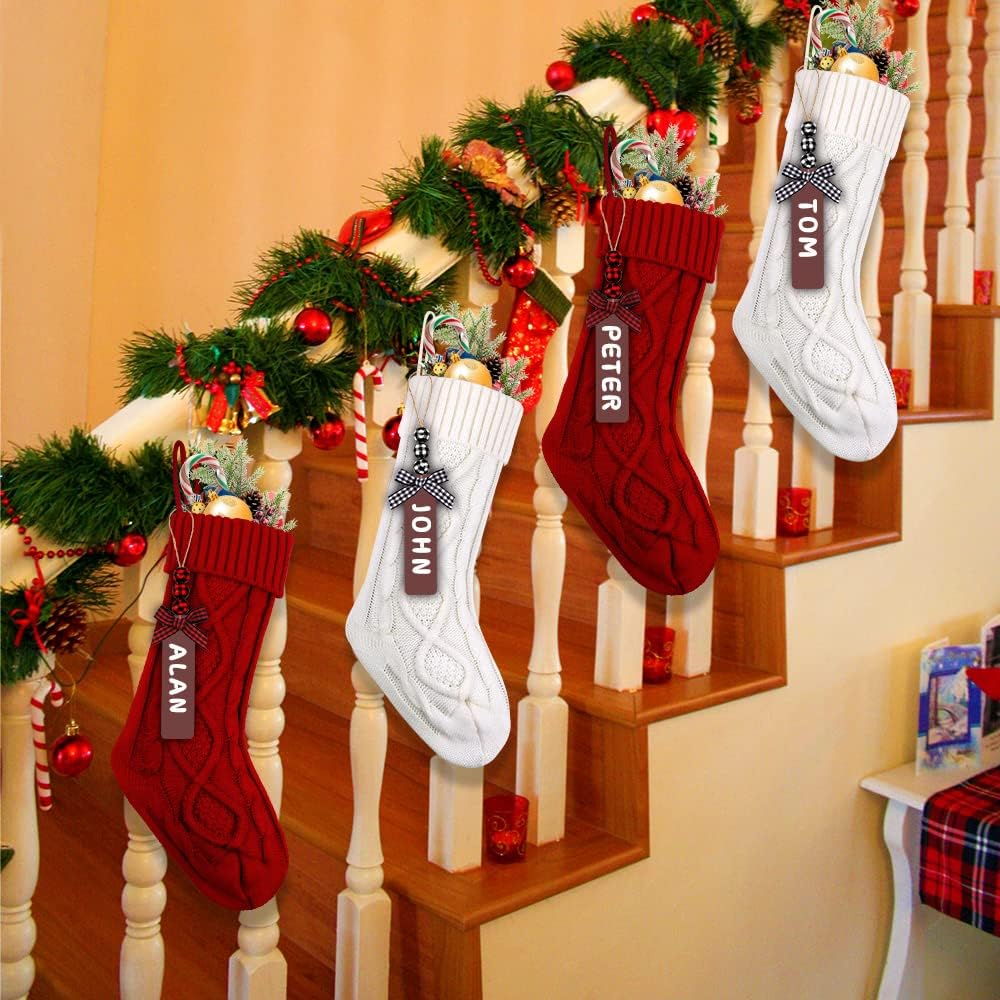 Christmas Stockings,18′′ Personalized Cable Knitted Stocking - Set of 4