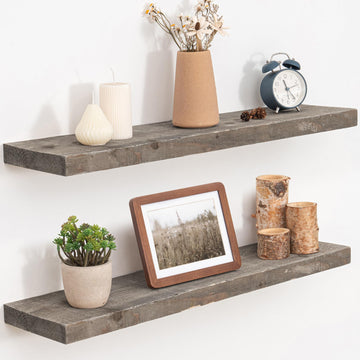 Floating Shelves, 8 Inch Deep Rustic Solid Reclaimed Wood Wall Shelves for Storage, Wall Mounted Display Shelving