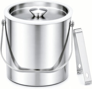 3L Stainless Steel Ice Bucket with Lid & Tongs for Parties