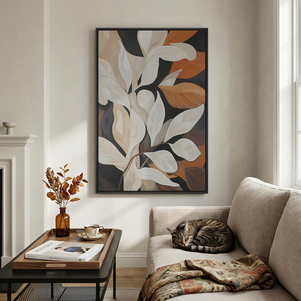 Framed Vertical Boho Abstract Botanical Wall Art, 24x36 In