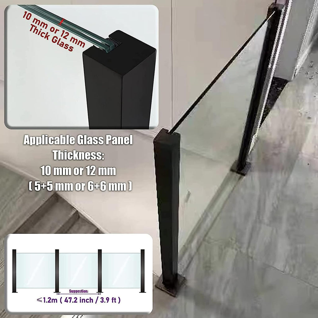 Heavy-Duty Glass Railing Post, 304 Stainless Steel Glass Railing with Spigot Slots & Sturdy Base, Balcony, Stairway