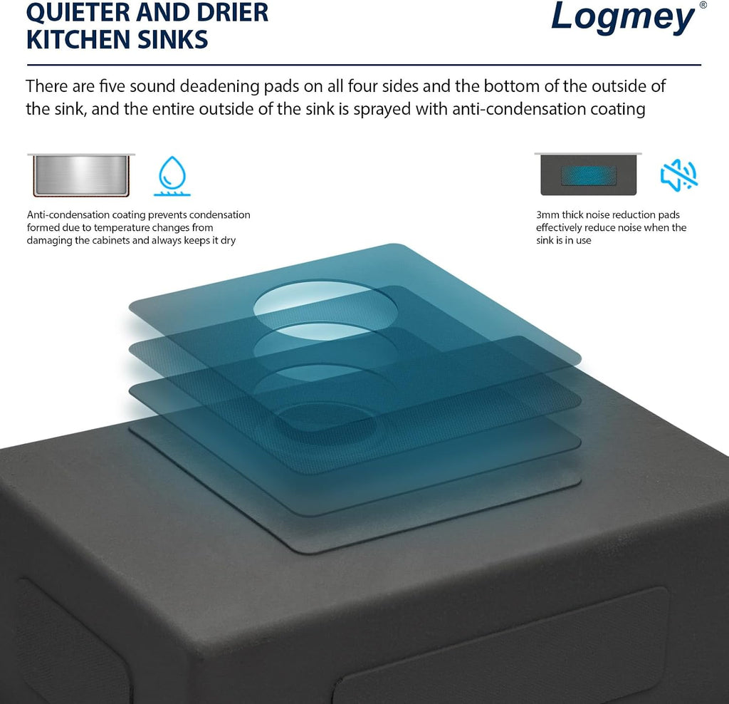 32 Inch Undermount Kitchen Sink | Stainless Steel 16 Gauge Single Bowl Under Counter Handmade Brushed Basin, 32x18x9