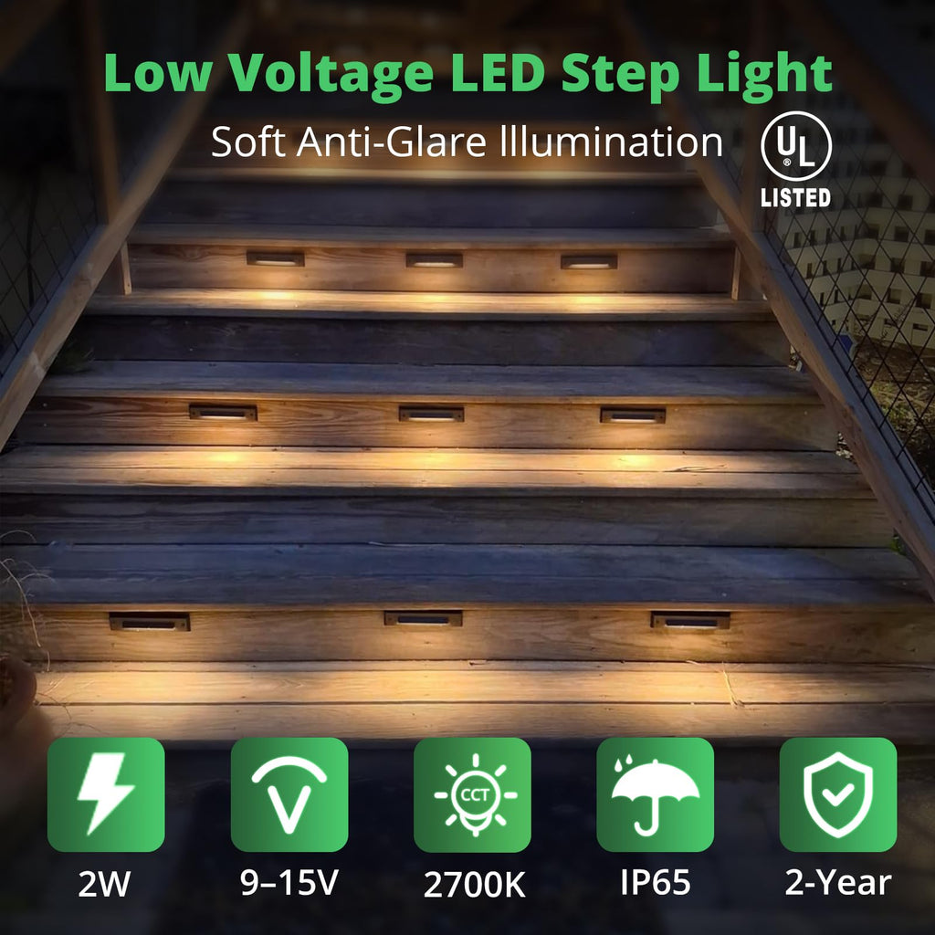 Low Voltage LED Linear Step Lights, Black
