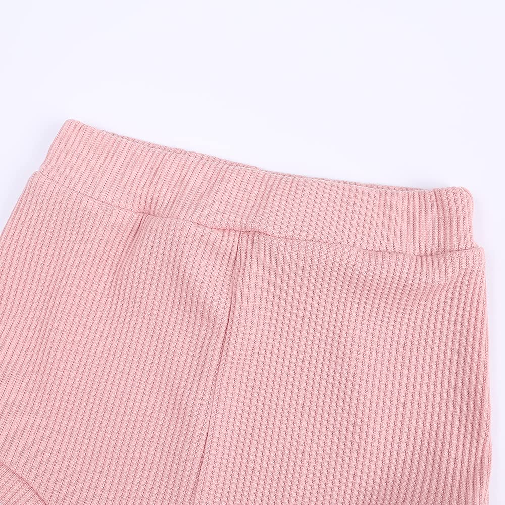 Infant Boys Girls Summer Outfits Toddler Baby Ribbed knitted Short Sleeve Top + Shorts 2PCS Cotton Clothes Set