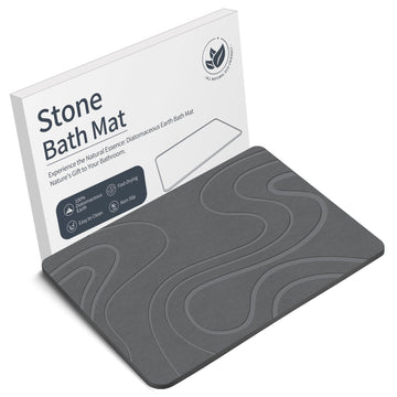 Stone Bath Mat, Diatomaceous Earth Bath Mat, Shower Mat Grey