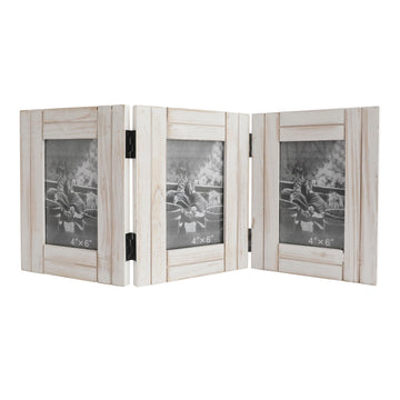 Rustic Picture Frame White, 4X6 Picture Frame College, 3 Photo Frame Hinged Farmhouse Picture Frames Desk Photo Frame