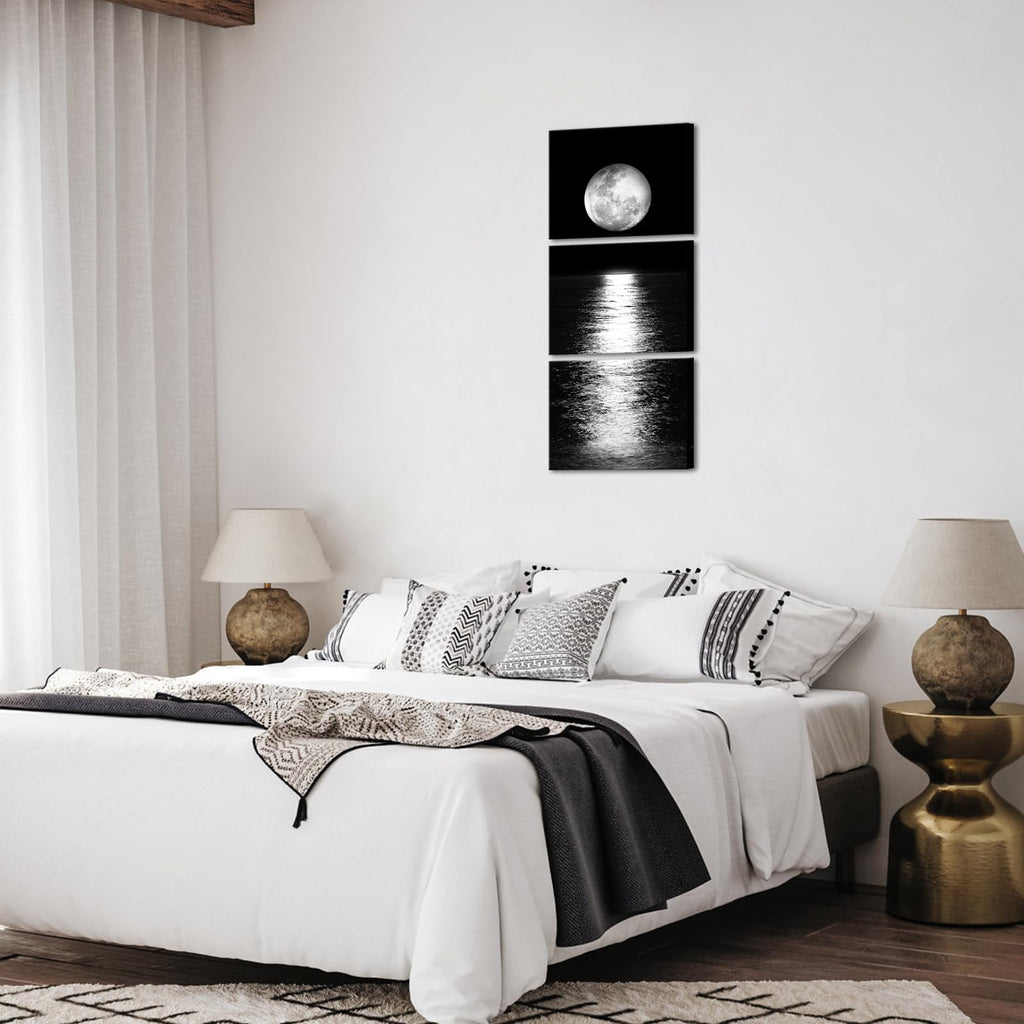 3 Pieces Full Moon Phase Vertical Wall Art